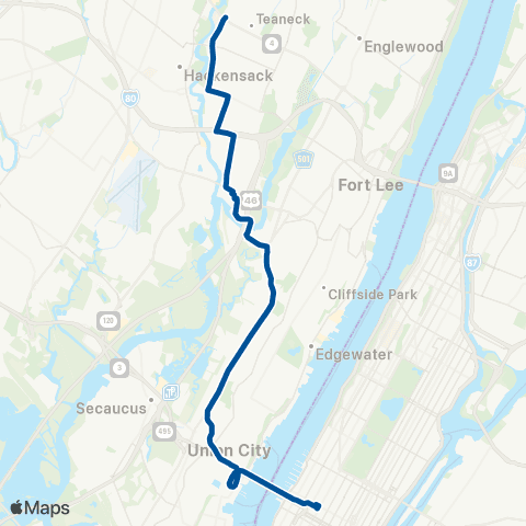 NJ Transit Bogota-Ridgefield Park-New York map