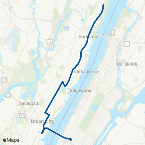 NJ Transit Englewood Cliffs - Fort Lee - New York map