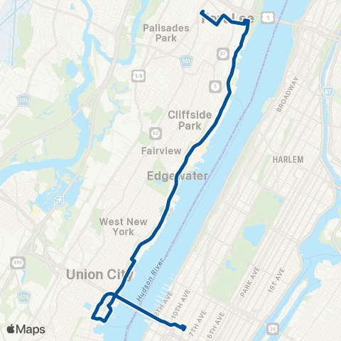 NJ Transit Fort Lee-Edgewater-New York map