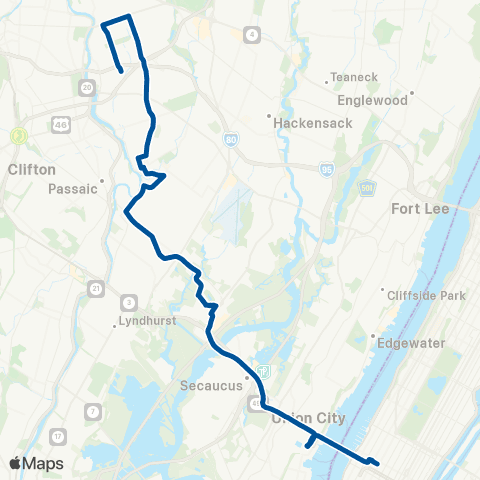NJ Transit Elmwood Park - Wallington - New York map