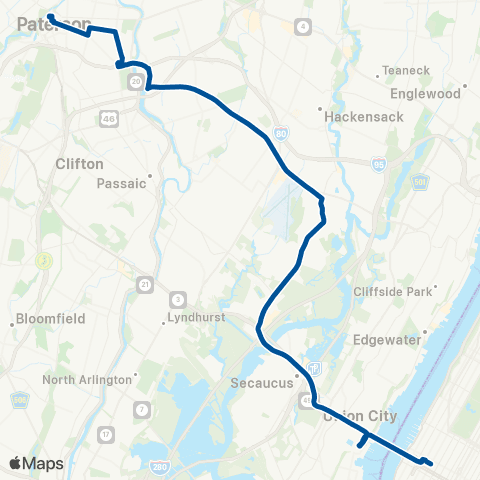 NJ Transit Paterson - Passaic - New York map
