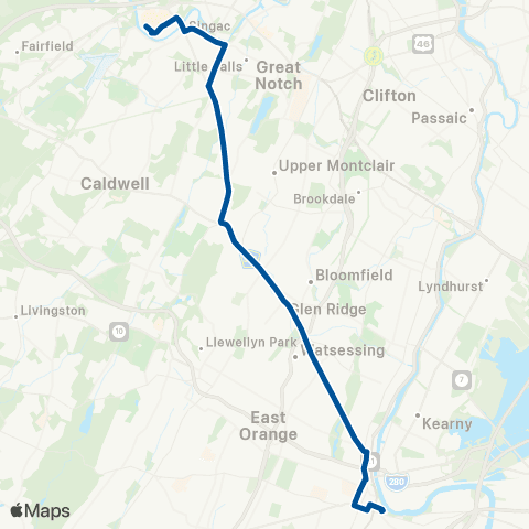 NJ Transit Newark - Willowbrook map