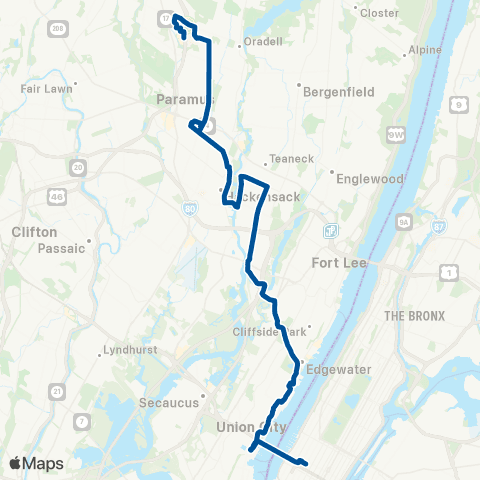 NJ Transit Paramus - New York map