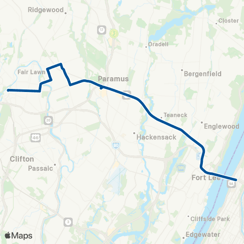 NJ Transit Paterson - New York (GWB) map