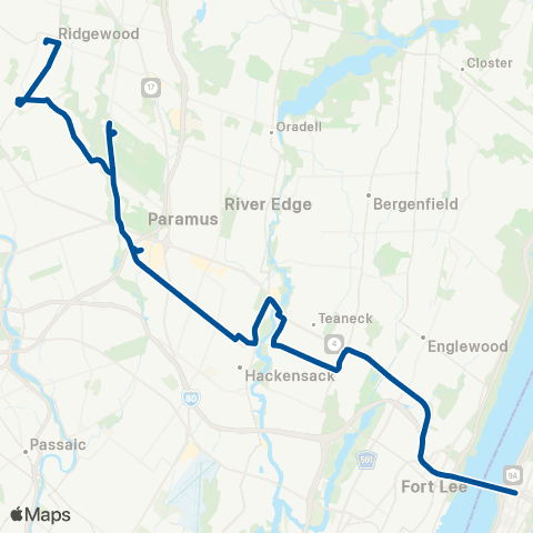 NJ Transit Ridgewood - New York (GWB) map