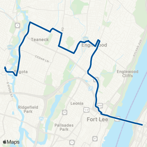 NJ Transit Hackensack - Englewood - New York (GWB) map