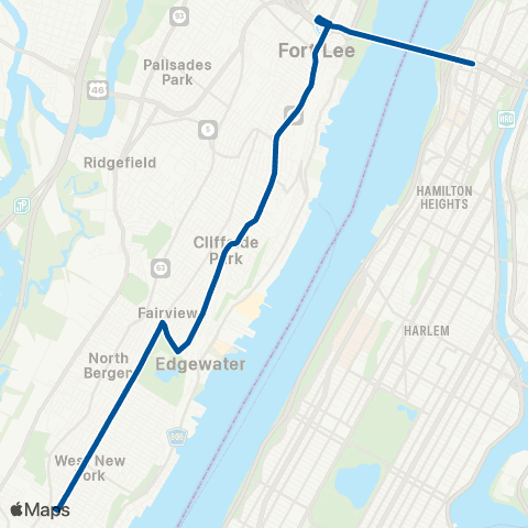 NJ Transit Union City - New York (GWB) map