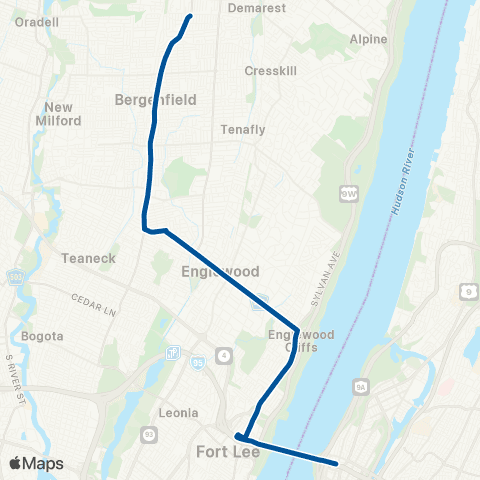 NJ Transit Dumont - New York (GWB) map