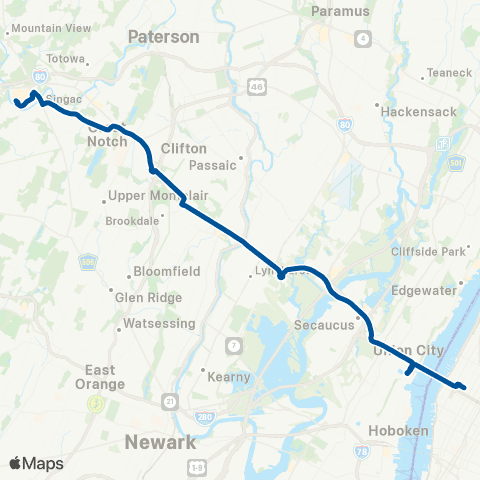 NJ Transit Willowbrook - Montclair - New York map