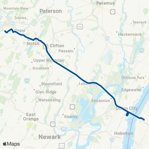 NJ Transit Willowbrook - New York Express map