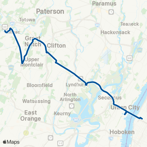 NJ Transit Willowbrook - Cedar Grove - New York map