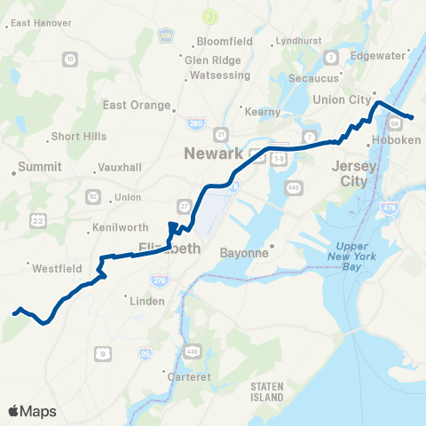 NJ Transit Clark - New York map