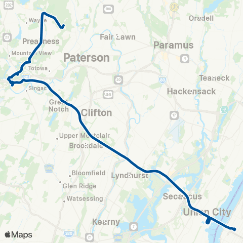 NJ Transit Wayne-William Paterson Univ-New York map