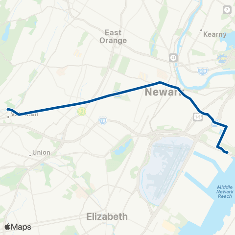 NJ Transit Springfield Avenue map