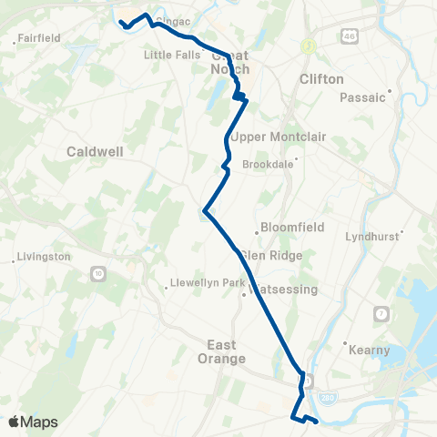 NJ Transit Newark - Montclair State - Willowbrook map