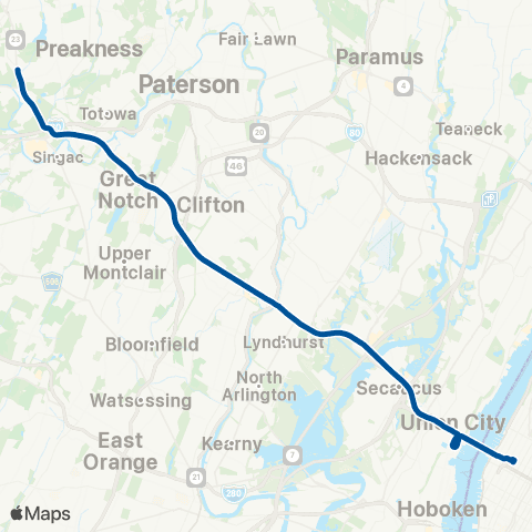 NJ Transit Wayne / Route 23 TC-New York Express map