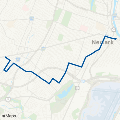 NJ Transit Irvington - Newark map