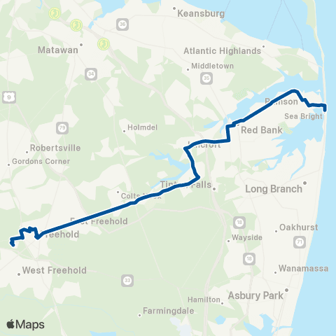 NJ Transit Freehold-Red Bank-Sea Bright map