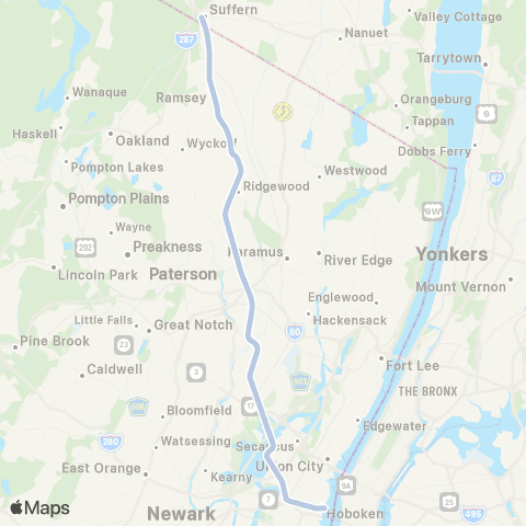 NJ Transit Bergen County Line map