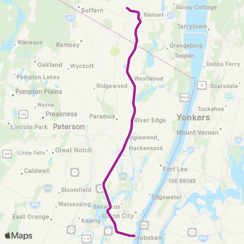 NJ Transit Pascack Valley Line map