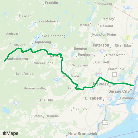 NJ Transit Morristown Line map
