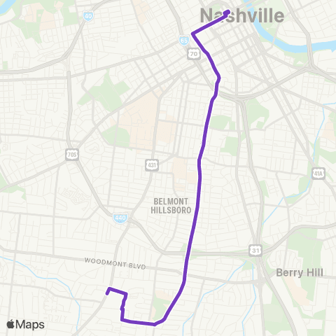 WeGo Public Transit 12th Avenue South map