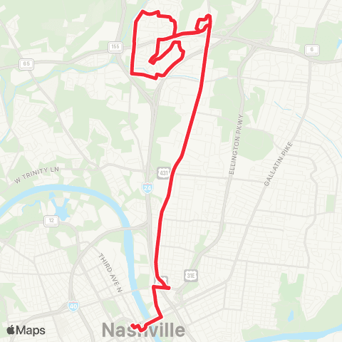 WeGo Public Transit Dickerson Pike map