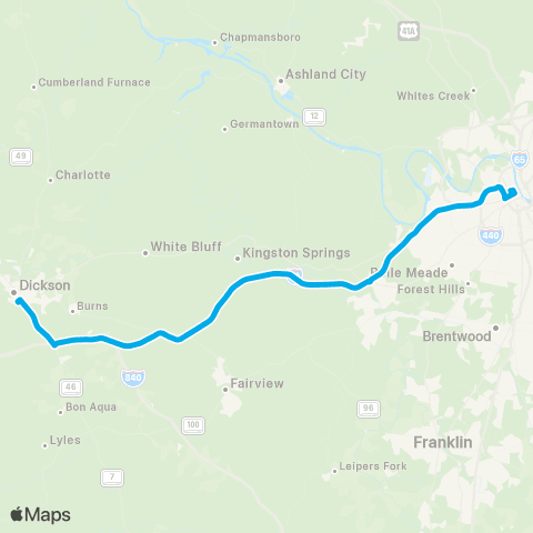 WeGo Public Transit Dickson map