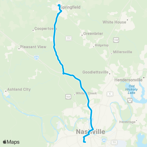 WeGo Public Transit Springfield map