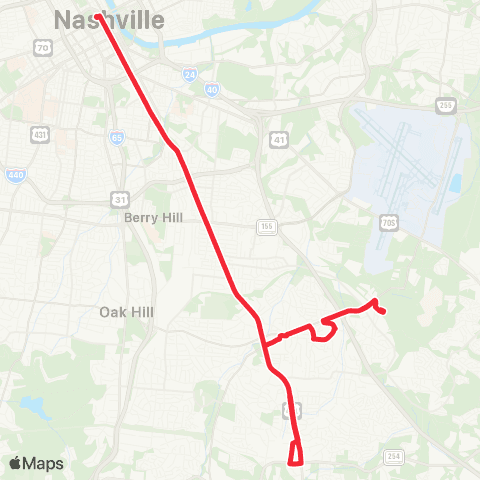 WeGo Public Transit Nolensville Pike map