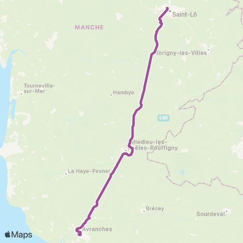 Nomad Car Région Avranches <> Saint-Lô map