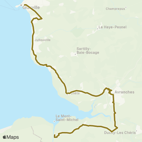 Nomad Car Région Avranches <> Granville via Côte map