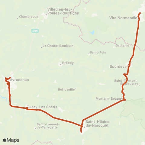 Nomad Car Région Vire-Normandie <> Avranches map