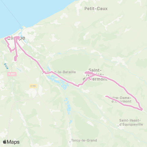 Nomad Car Région Envermeu <> St-Nicolas-d'Aliermont <> Dieppe map