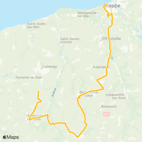 Nomad Car Région Belmesnil <> Dieppe map