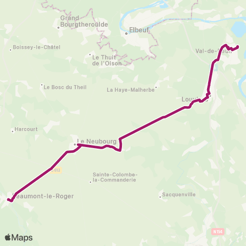 Nomad Car Région Beaumont-le-Roger <> Val-de-Reuil map