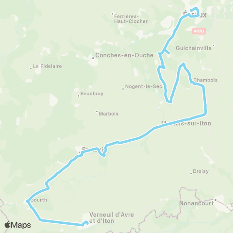 Nomad Car Région Évreux <> Verneuil-sur-Avre map