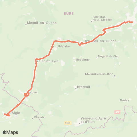 Nomad Car Région Évreux <> Conches-en-Ouche <> l'Aigle map