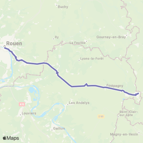 Nomad Car Région Rouen <> Gisors map