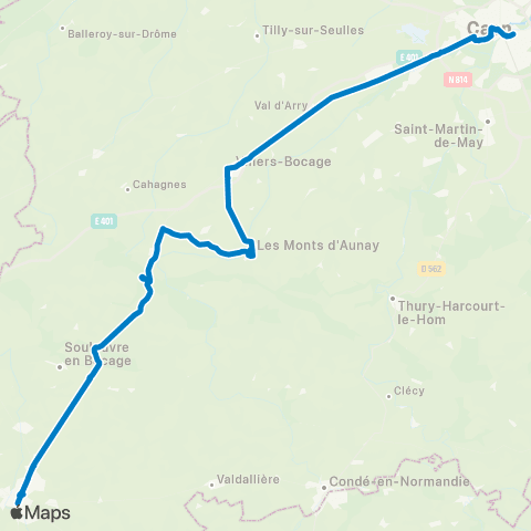 Nomad Car Région Vire <> Caen map