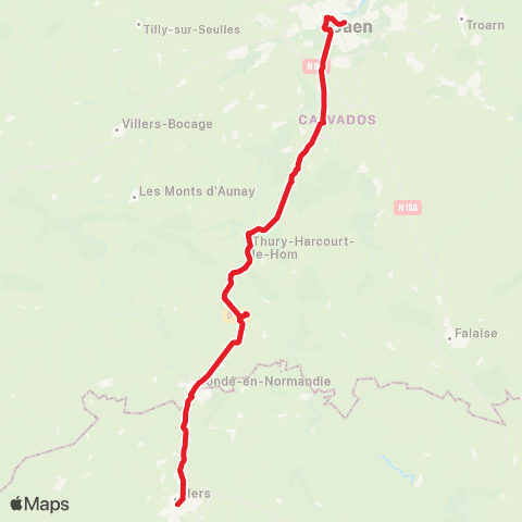 Nomad Car Région Flers <> Caen map