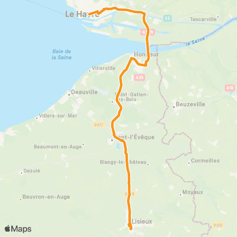 Nomad Car Région Le Havre <> Lisieux map