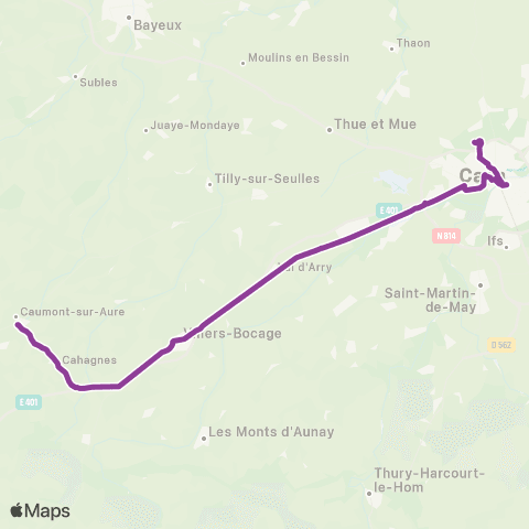 Nomad Car Région Caumont-l'Éventé <> Hottot-les-Bagues <> Caen map