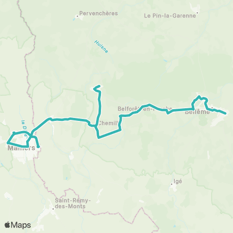 Nomad Car Région Belleme <> Mamers map