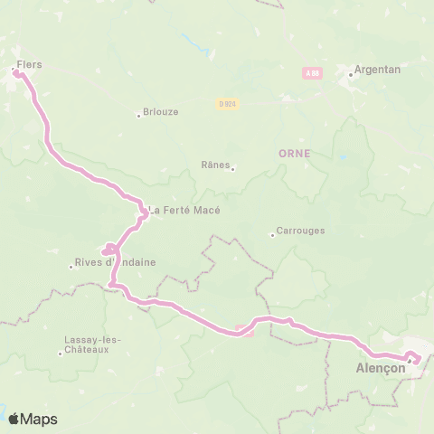 Nomad Car Région Alençon <> Bagnoles-de-l'Orne <> la Ferté-Macé <> Flers map