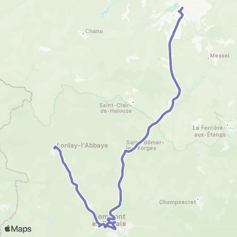 Nomad Car Région Lonlay-l'Abbaye <> Domfront <> Flers map