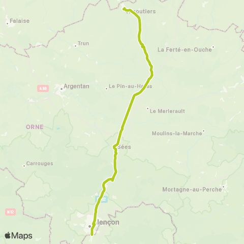 Nomad Car Région Vimoutiers <> Gacé <> Sées <> Alençon map