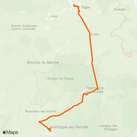 Nomad Car Région Mortagne-au-Perche <> Tourouvre au Perche <> l'Aigle map