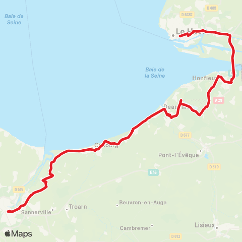 Nomad Car Région Le Havre <> Caen map