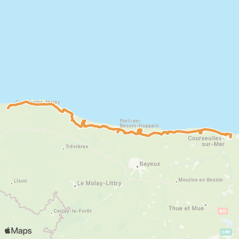 Nomad Car Région Grandcamp-Maisy <> Courseulles-sur-Mer map